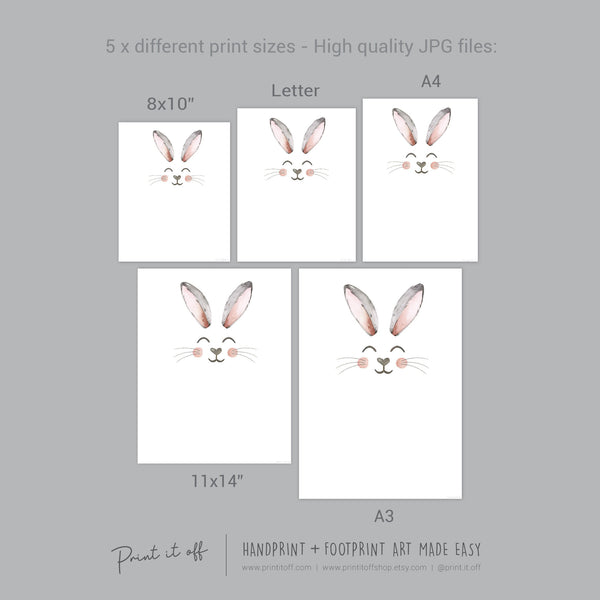 Bunny / Footprint Handprint Art / Baby Kids Toddler Easter / Feet Foot Keepsake Memory Craft DIY Card / Print It Off