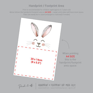 Bunny / Footprint Handprint Art / Baby Kids Toddler Easter / Feet Foot Keepsake Memory Craft DIY Card / Print It Off