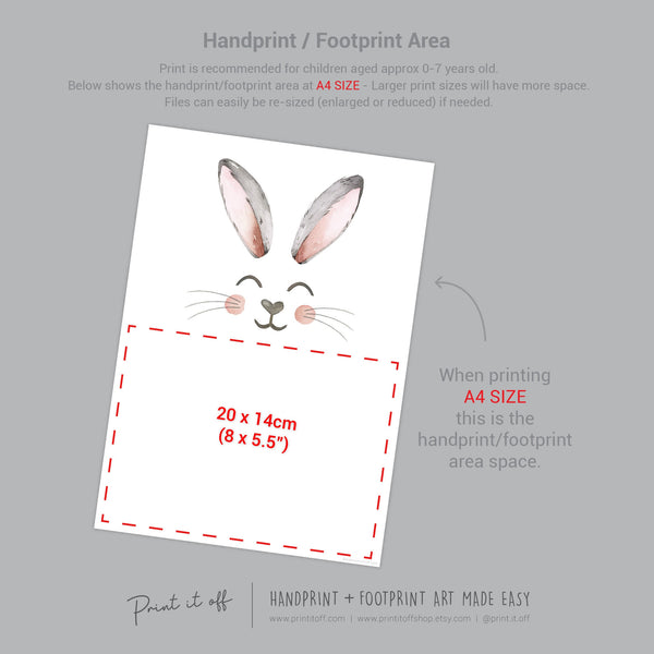 Bunny / Footprint Handprint Art / Baby Kids Toddler Easter / Feet Foot Keepsake Memory Craft DIY Card / Print It Off