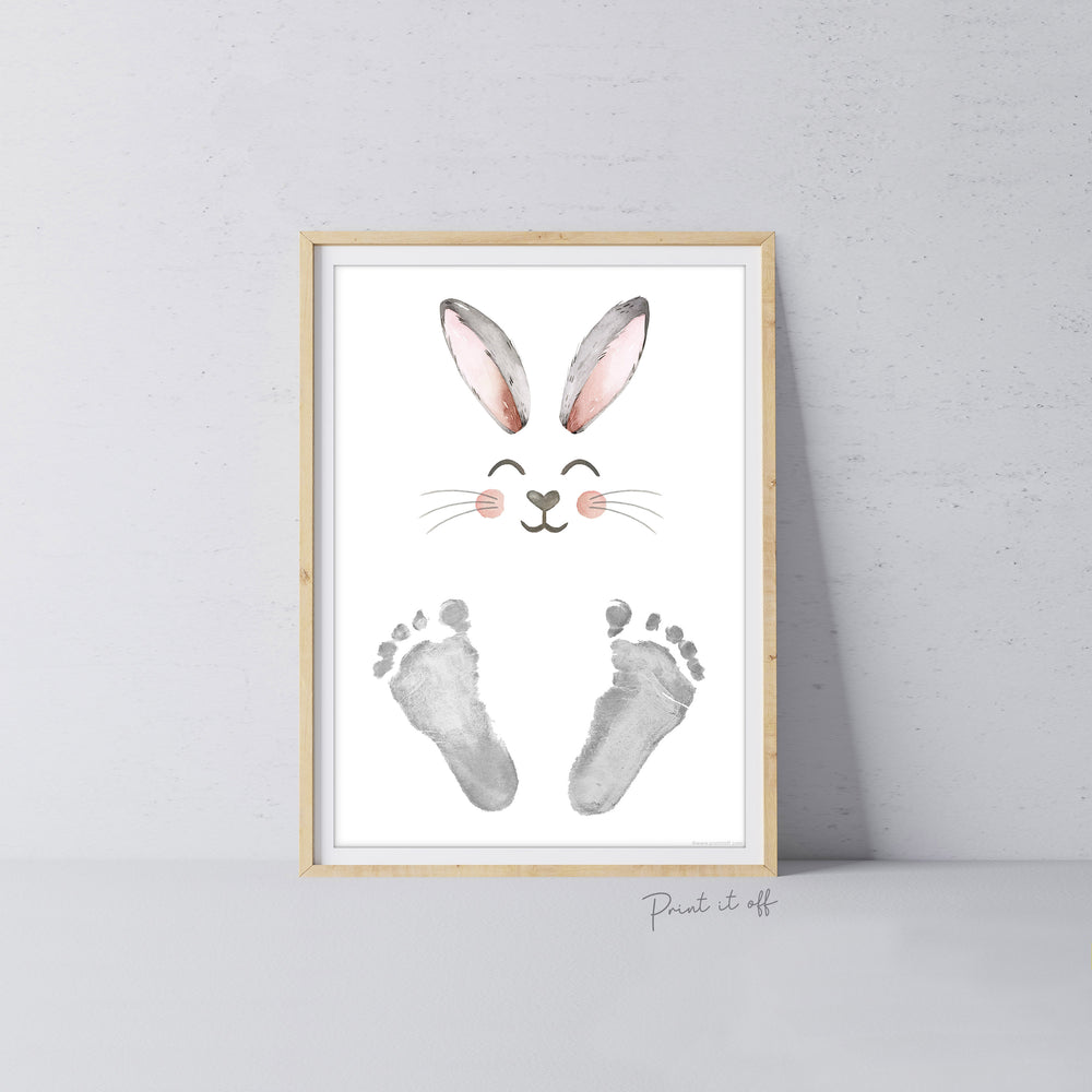 Bunny / Footprint Handprint Art / Baby Kids Toddler Easter / Feet Foot Keepsake Memory Craft DIY Card / Print It Off