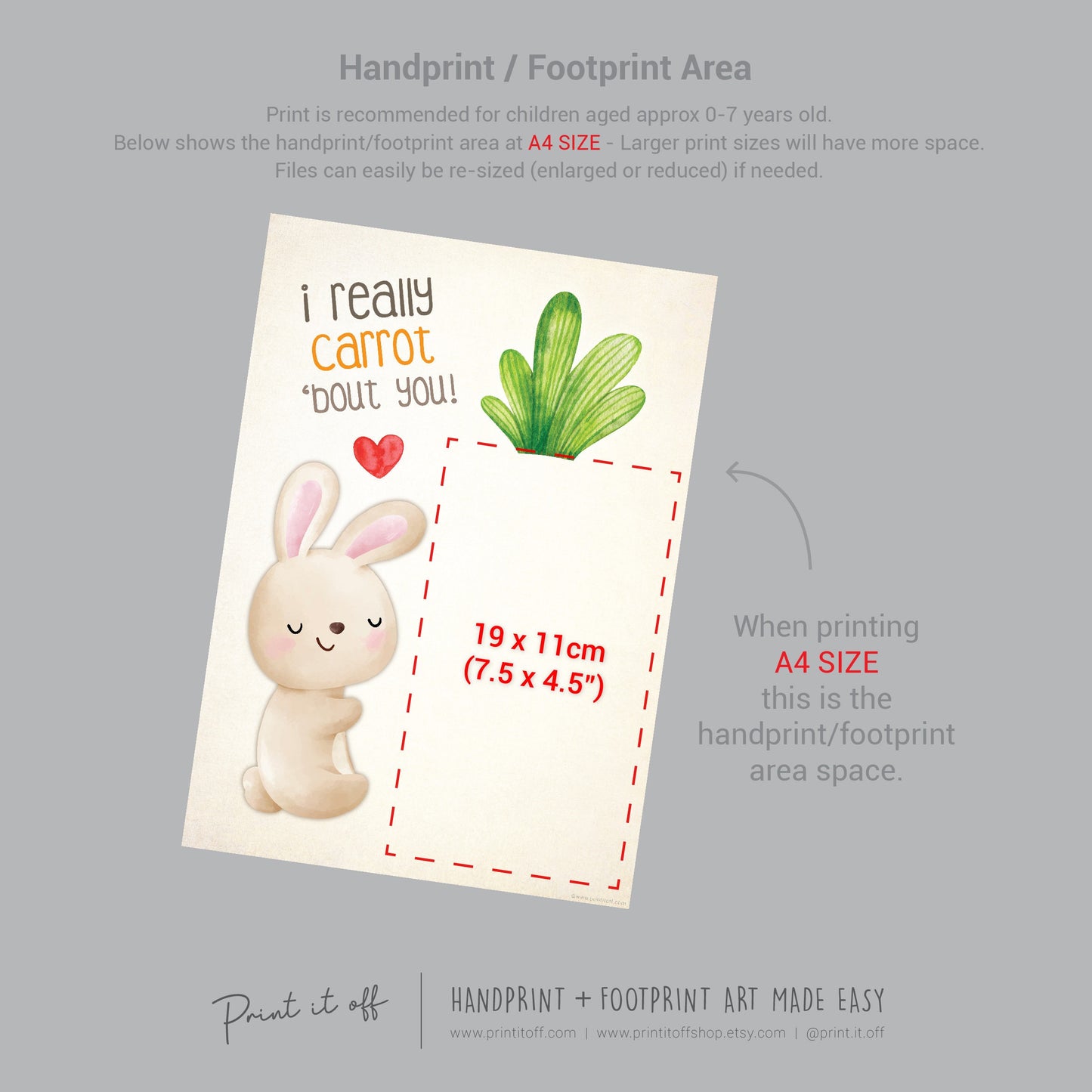 I Carrot 'Bout You / Easter / Footprint Handprint Art / Baby Toddler / Keepsake Memory Craft DIY Card / Print It Off 0835