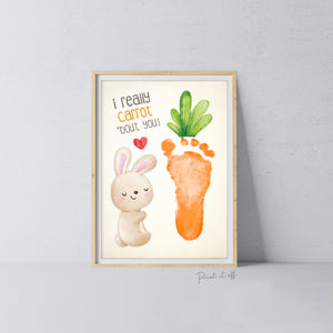 I Carrot 'Bout You / Easter / Footprint Handprint Art / Baby Toddler / Keepsake Memory Craft DIY Card / Print It Off 0835