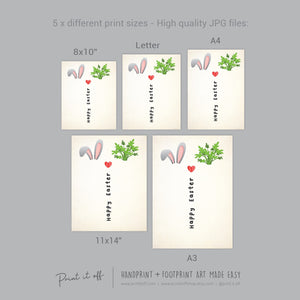 Bunny Carrot / Footprint Handprint Hand Feet Foot Art Craft / Happy Easter / Kids Baby Toddler / Keepsake DIY Card / Print It Off 0836