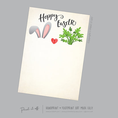 Hoppy Happy Easter Bunny Carrot / Footprint Handprint Hand Feet Foot Art Craft / Kids Baby Toddler / Keepsake DIY Card / Print It Off 0839