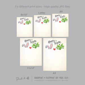 Hoppy Happy Easter Bunny Carrot / Footprint Handprint Hand Feet Foot Art Craft / Kids Baby Toddler / Keepsake DIY Card / Print It Off 0839