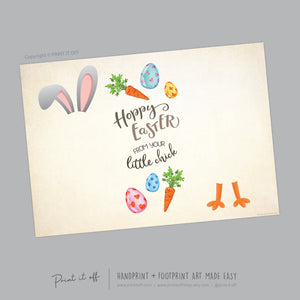 Hoppy Happy Easter Bunny Chick / Footprint Hand Handprint Art / Baby Kids Toddler / Keepsake Memory Craft DIY Card / Print It Off