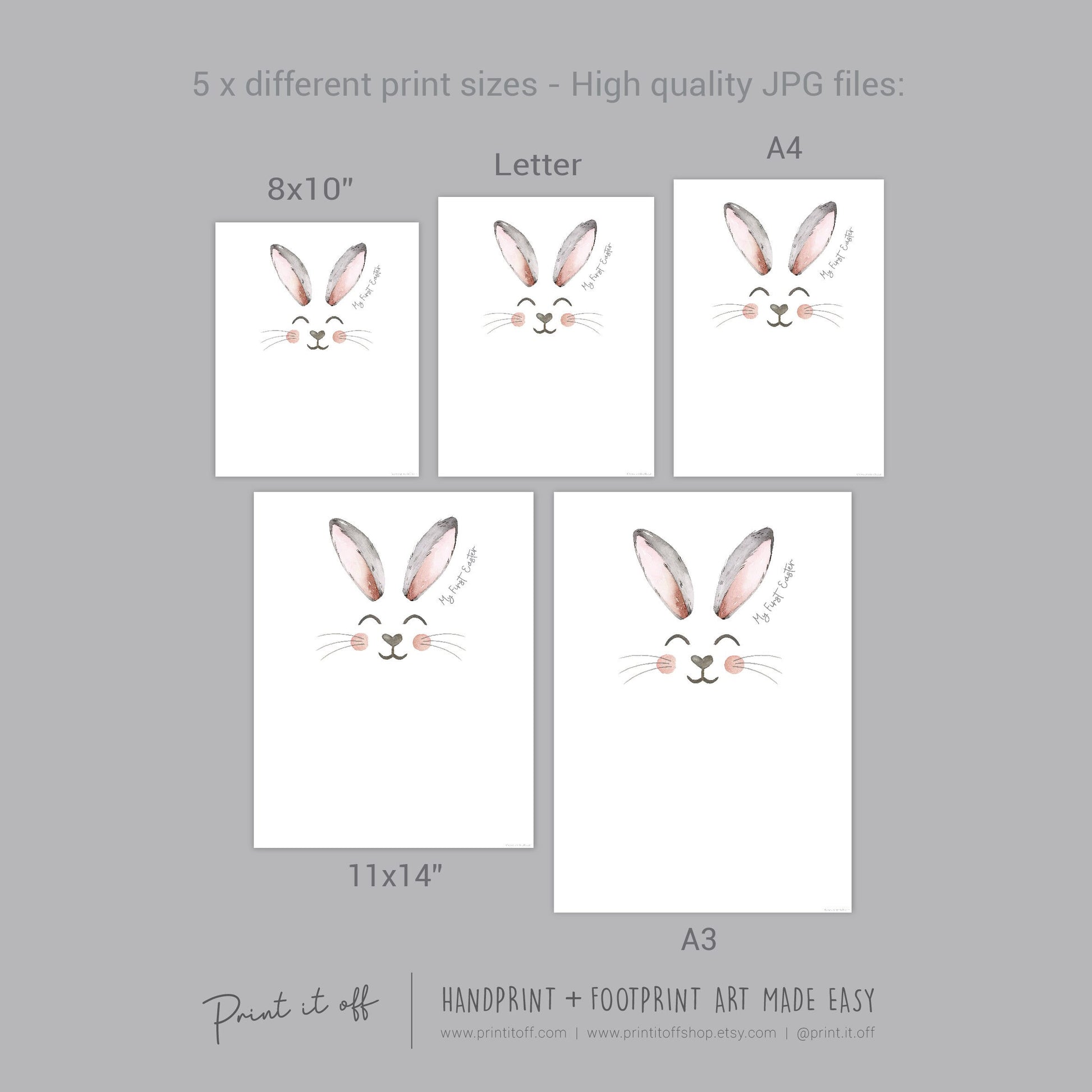 My First 1st Easter / Footprint Handprint Art / Cute Bunny Happy Easter / Baby Toddler / Keepsake Memory Craft DIY Card / Print It Off