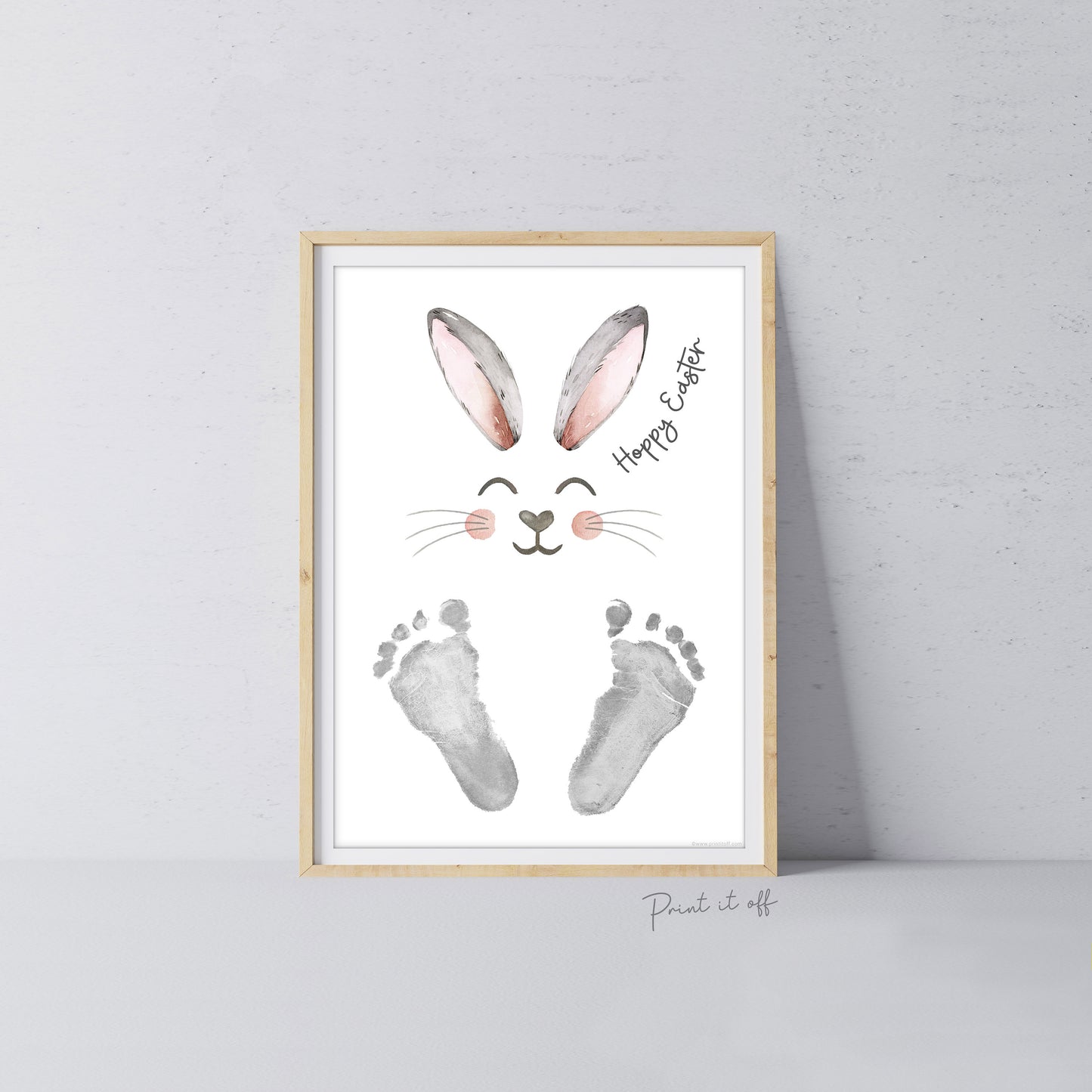 Hoppy Happy Easter Bunny / Footprint Handprint Art / Baby Toddler / Keepsake Memory Craft DIY Card / Print It Off