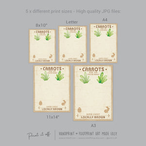 Carrots for Easter Bunny / Footprint Feet Art Craft / Kids Baby Toddler / Activity Keepsake Gift Card Decor Farm Sign / PRINT IT OFF