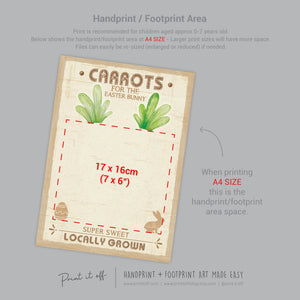 Carrots for Easter Bunny / Footprint Feet Art Craft / Kids Baby Toddler / Activity Keepsake Gift Card Decor Farm Sign / PRINT IT OFF