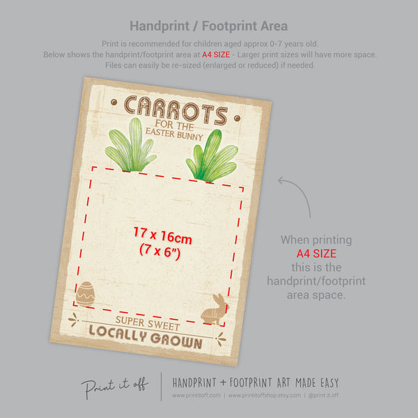 Carrots for Easter Bunny / Footprint Feet Art Craft / Kids Baby Toddler / Activity Keepsake Gift Card Decor Farm Sign / PRINT IT OFF