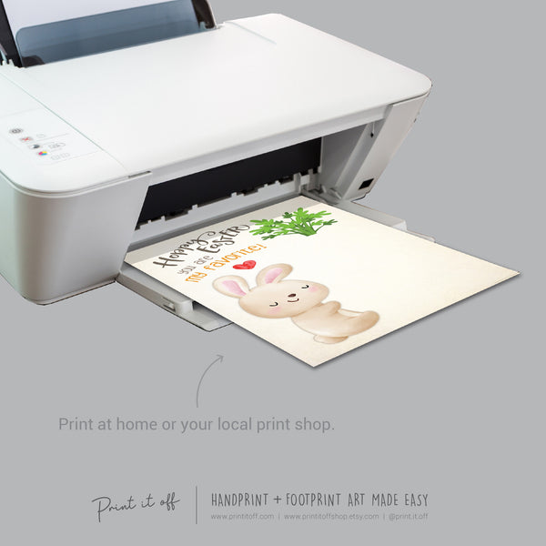 Favorite Carrot Bunny Hoppy Easter / Footprint Handprint Art / Baby Toddler / Keepsake Memory Craft DIY Card / Print It Off 0840