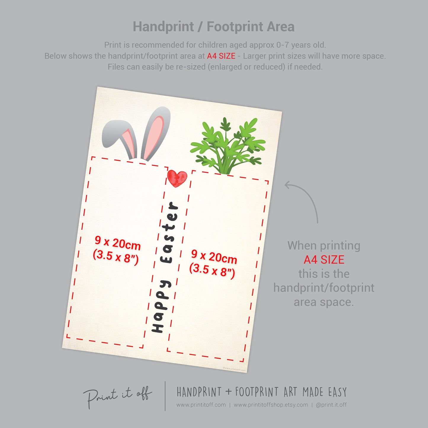 Bunny Carrot / Footprint Handprint Hand Feet Foot Art Craft / Happy Easter / Kids Baby Toddler / Keepsake DIY Card / Print It Off 0836