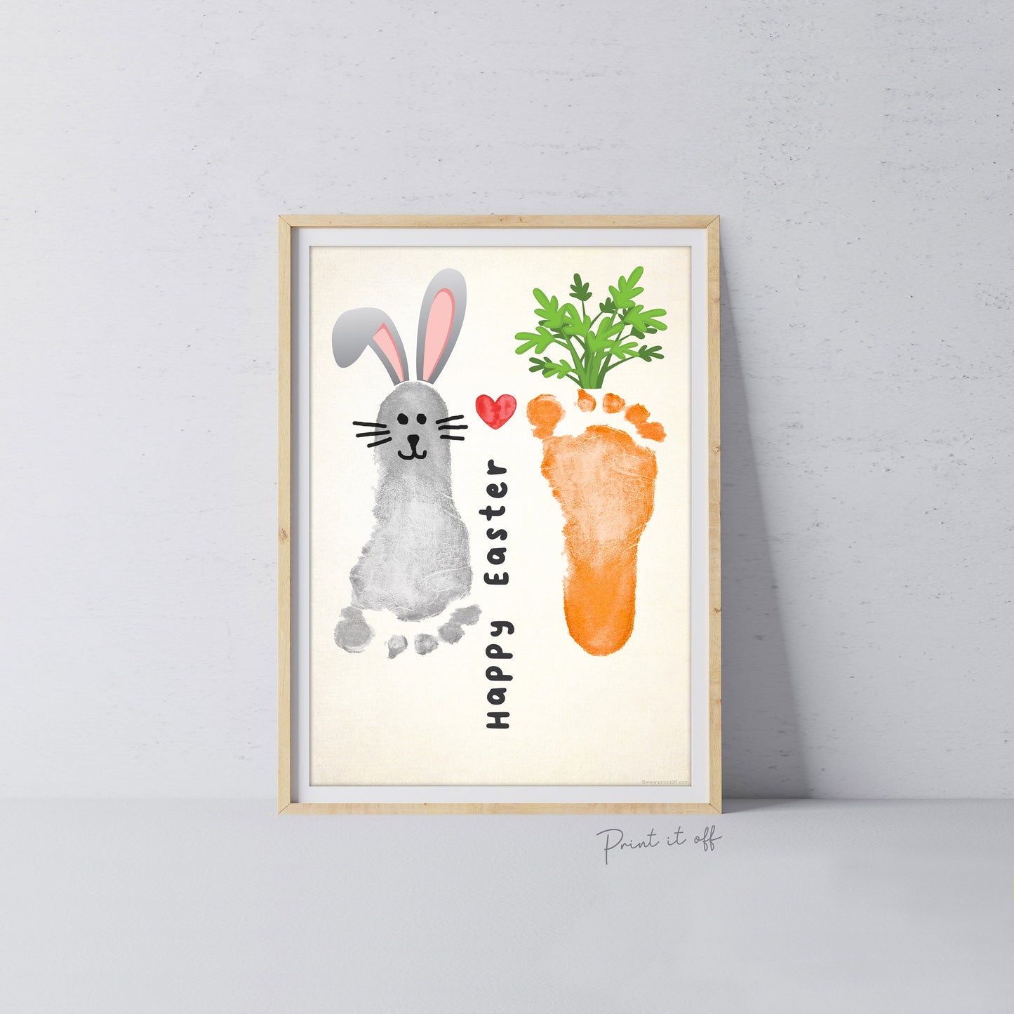 Bunny Carrot / Footprint Handprint Hand Feet Foot Art Craft / Happy Easter / Kids Baby Toddler / Keepsake DIY Card / Print It Off 0836