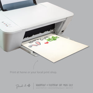 Hoppy Happy Easter Bunny Carrot / Footprint Handprint Hand Feet Foot Art Craft / Kids Baby Toddler / Keepsake DIY Card / Print It Off 0839