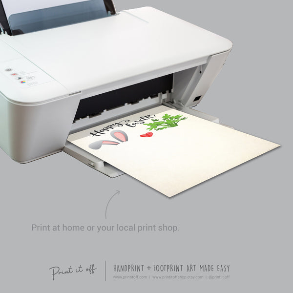 Hoppy Happy Easter Bunny Carrot / Footprint Handprint Hand Feet Foot Art Craft / Kids Baby Toddler / Keepsake DIY Card / Print It Off 0839