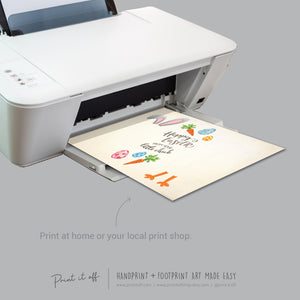 Hoppy Happy Easter Bunny Chick / Footprint Hand Handprint Art / Baby Kids Toddler / Keepsake Memory Craft DIY Card / Print It Off