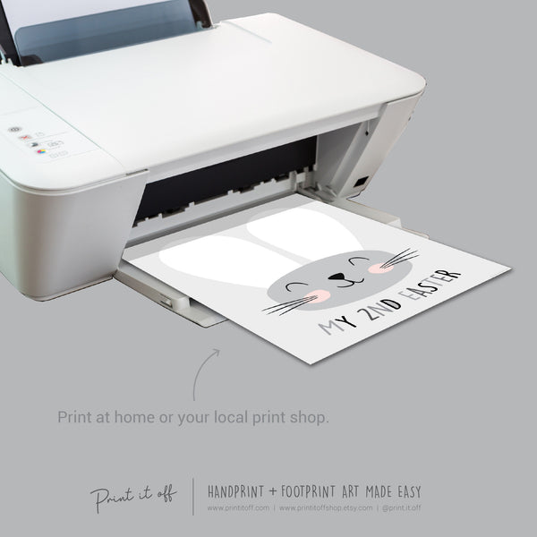 My Second 2nd Easter / Footprint Foot Feet Art / Cute Bunny Happy Easter / Baby Toddler / Keepsake Memory Craft DIY Card / Print It Off 0848