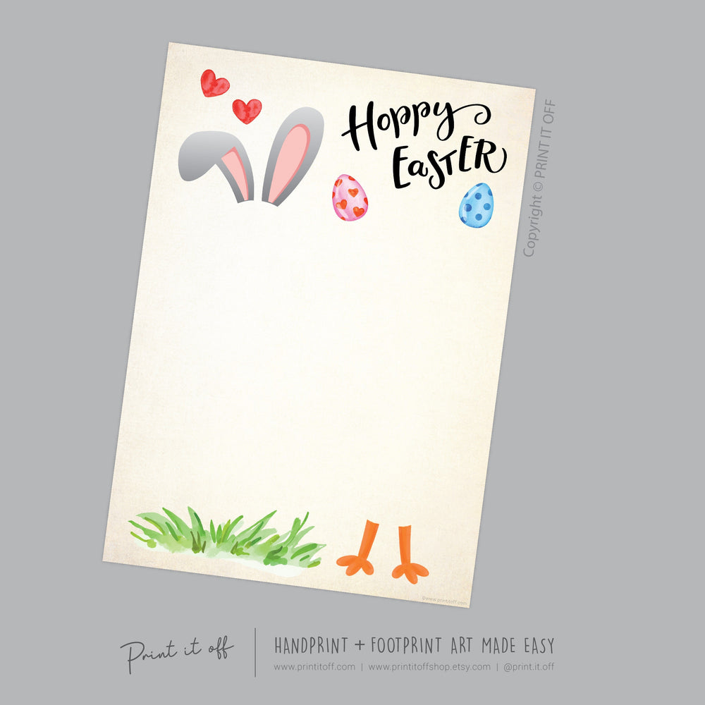 Bunny Chick / Footprint Handprint Feet Foot Art Craft / Hoppy Happy Easter / Kids Baby Toddler / Keepsake DIY Card / Print It Off