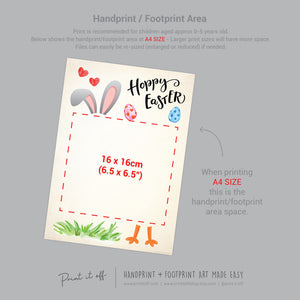 Bunny Chick / Footprint Handprint Feet Foot Art Craft / Hoppy Happy Easter / Kids Baby Toddler / Keepsake DIY Card / Print It Off