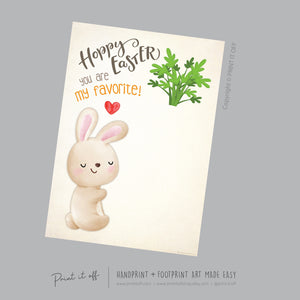 Favorite Carrot Bunny Hoppy Easter / Footprint Handprint Art / Baby Toddler / Keepsake Memory Craft DIY Card / Print It Off 0840
