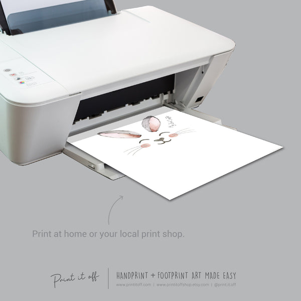 My 2nd Second Easter / Footprint Handprint Art / Cute Bunny Happy Easter / Baby Toddler / Keepsake Memory Craft DIY Card / Print It Off 0847