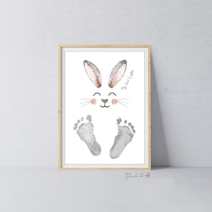 My 2nd Second Easter / Footprint Handprint Art / Cute Bunny Happy Easter / Baby Toddler / Keepsake Memory Craft DIY Card / Print It Off 0847