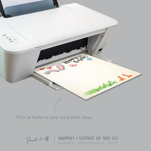 Bunny Chick / Footprint Handprint Feet Foot Art Craft / Hoppy Happy Easter / Kids Baby Toddler / Keepsake DIY Card / Print It Off 0846